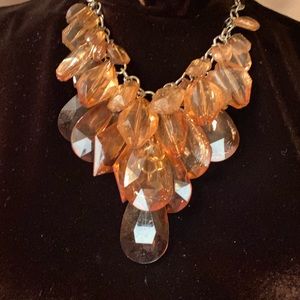 Designer Faceted Bib Necklace Amber Color